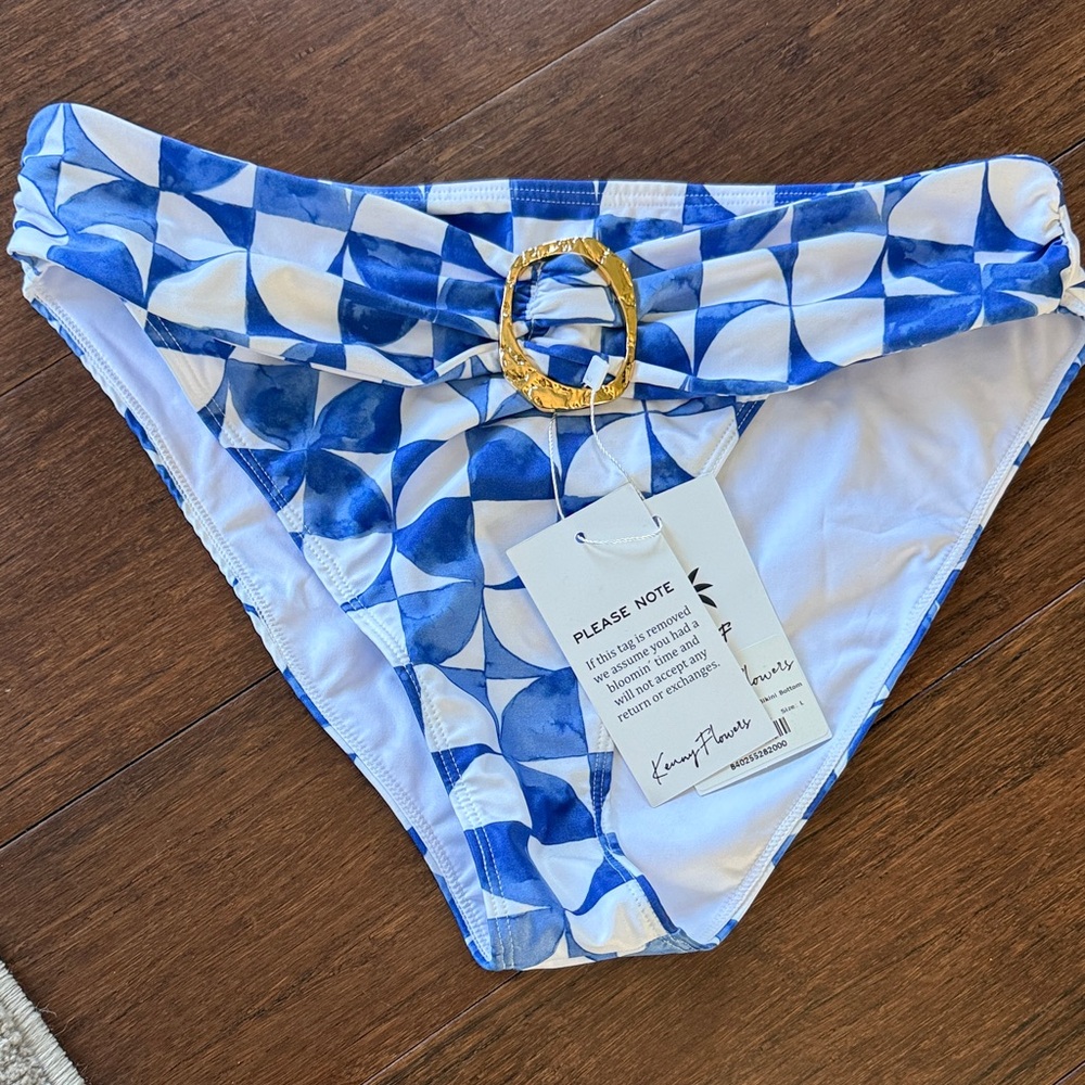 Kenny Flowers Blue and White Bikini Bottom